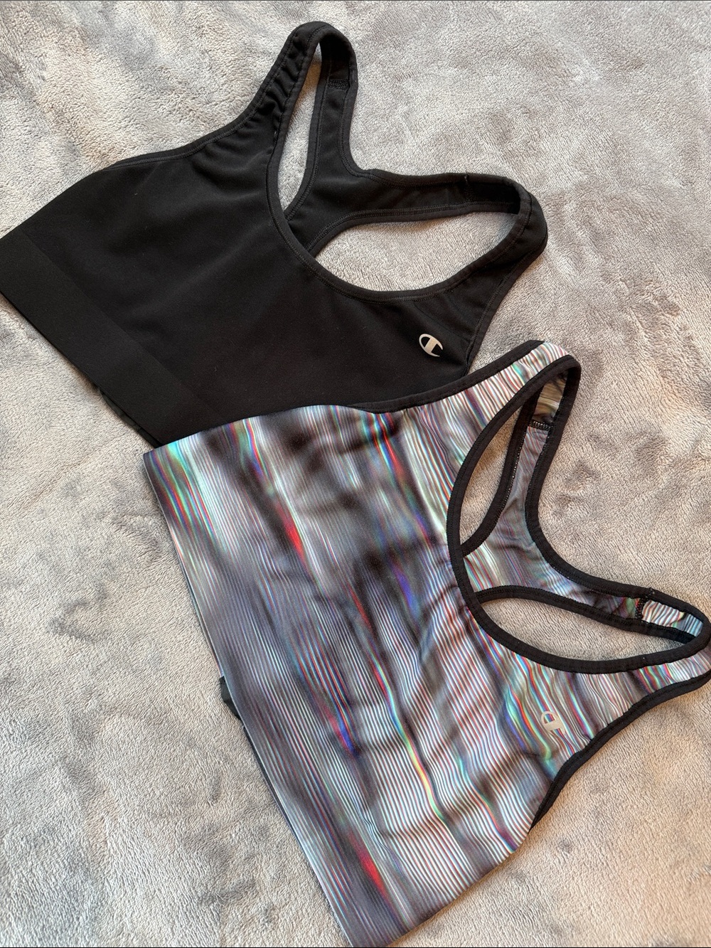 Champion Women's Black and Iridescent Sports Bras - Racerback Pair
